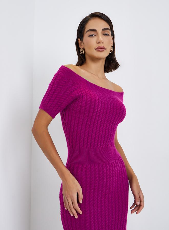 Styli Purple Cable Knit Sweater Midi Dress - Image 2